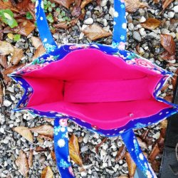 Taske Bl med Blomster