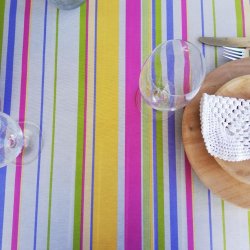 Rund tekstildug med Elastik Striber Evelyn 135 cm