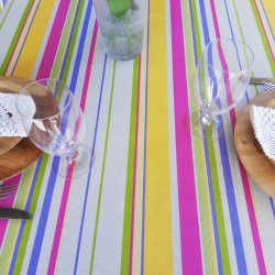 Rund tekstildug med Elastik Striber Evelyn 135 cm