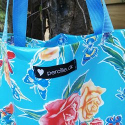 Taske Bl Sommerfugl i Voksdug