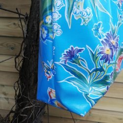 Taske Bl Sommerfugl i Voksdug