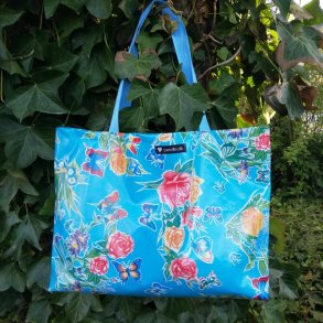 Taske Bl Sommerfugl i Voksdug