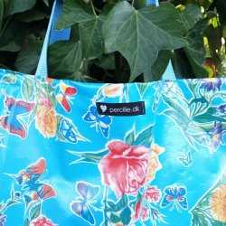 Taske Bl Sommerfugl i Voksdug