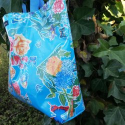 Taske Bl Sommerfugl i Voksdug