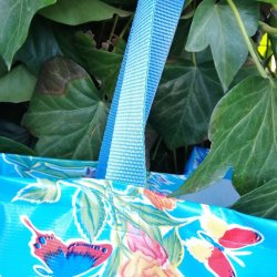 Taske Bl Sommerfugl i Voksdug