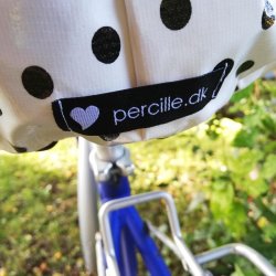 Cykelsadelovertrk Margit Lunares Hvid med Sort Prik