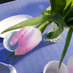 Rund voksdug 140 cm Bl Strib 