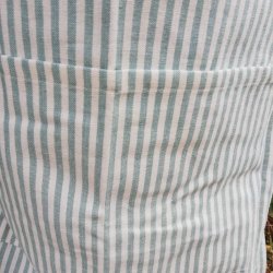 Forklde i stof med striber i turkis