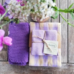 Grydelapper Strikket i Lilla