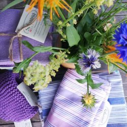 Grydelapper Strikket i Lilla