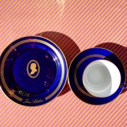 Rund Voksdug Diagonalt Orange og Lilla Strib Au Maison 140 cm