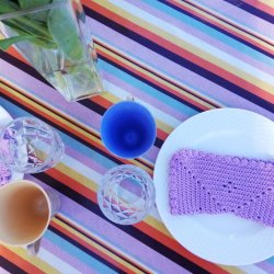 Rund Voksdug Elastik Au Maison Multi Stribet 140 cm