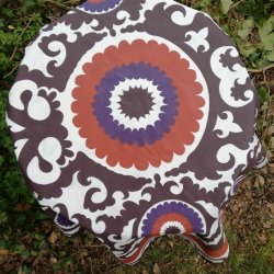 Rund tekstildug 120 cm Retro Brun, Lilla og Orange