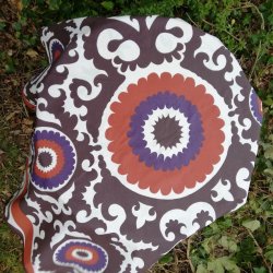 Rund tekstildug 120 cm Retro Brun, Lilla og Orange