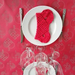 Tekstildug med rde hjerter