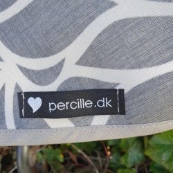 Rund tekstildug 139 cm Gr med hvidt mnster