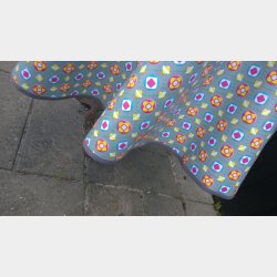 Rund voksdug 140 cm Mnster med gr kant