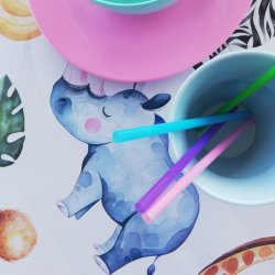 Brnevoksdug med Flodhest, Giraf og Zebra