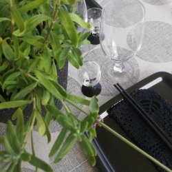 Tekstildug Gr med Store Cirkler