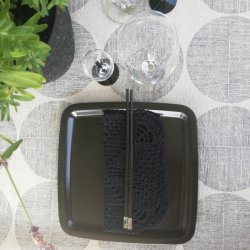 Tekstildug Gr med Store Cirkler