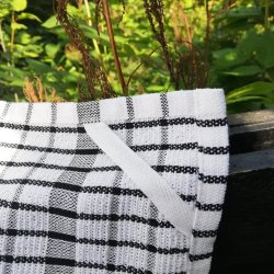 Viskestykke Frott Hvid med Sort 