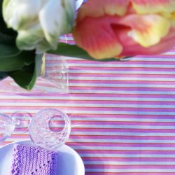 Rund Voksdug Elastik Au Maison Lines-Pink/Orange  60 cm