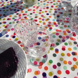 Rund voksdug med Elastik Confetti 138 cm