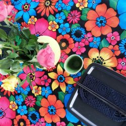  Flowerrain Sort Voksdug